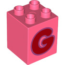 LEGO Koraal Duplo Steen 2 x 2 x 2 met Letter "G" Decoratie (31110 / 65917)
