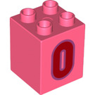LEGO corail Duplo Brique 2 x 2 x 2 avec Number 0 (31110 / 77917)