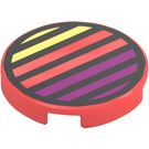 LEGO Coral Tile 2 x 2 Round with Colored Stripes with Bottom Stud Holder (14769 / 102698)