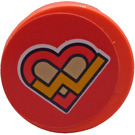 LEGO Coral Tile 2 x 2 Round with Heart Sticker with Bottom Stud Holder (14769)
