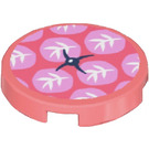 LEGO Coral Tile 2 x 2 Round with Leaf Pattern Cushion Sticker with Bottom Stud Holder (14769)