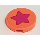 LEGO Coral Tile 2 x 2 Round with Star Pattern Sticker with Bottom Stud Holder (14769)