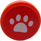 LEGO Coral Tile 2 x 2 Round with White Dog Paw Sticker with Bottom Stud Holder (14769)