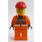 LEGO Crane Operator with Orange Suit and Red Helmet Minifigure