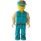 LEGO Crewmember with Dark Turquoise Overalls Minifigure