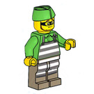 LEGO Kriminell med Prison Overall och Grön Papper Hatt Minifigur