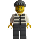 LEGO Gauner mit Prison Hemd und Stoppel Bart und Grau Kappe Minifigur