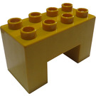LEGO Curry Duplo Brick 2 x 4 x 2 with 2 x 2 Cutout on Bottom (6394)