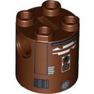 LEGO Cylinder 2 x 2 x 2 Robot Body with Black, White, and Gray Astromech Droid Pattern (Undetermined) (90667)