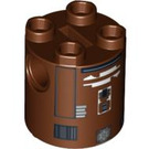 LEGO Cylinder 2 x 2 x 2 Robot Legeme med Sort, hvid, og Grå Astromech Droid Mønster (ikke-specificerede) (90667)