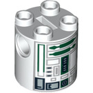 LEGO Cylinder 2 x 2 x 2 Robot Body with Green, Gray, and Black Astromech Droid Pattern (Undetermined) (88789)