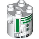 LEGO Cylinder 2 x 2 x 2 Robot Ciało z R2 Unit Astromech Droid Ciało (Nieokreślony) (18030)