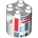 LEGO Cylinder 2 x 2 x 2 Robot Body with Red Lines and Blue (R5-D8) (Undetermined) (74376)