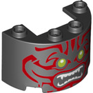 LEGO Cylinder 2 x 4 x 2 Half with Green eyes red wrinkles white pointy teeth (44963)