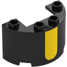 LEGO Cylinder 2 x 4 x 2 Half with Yellow Stripe (24593 / 117201)