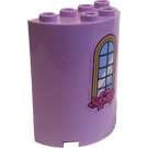 LEGO Cylinder 2 x 4 x 4 Half with Curved Window and Roses Sticker (6218)