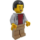 LEGO Dad with Gray Hoodie and Dark Tan Legs with Black Hair Minifigure
