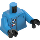 LEGO Mørk Azure BMW Race Chauffør - Kvinde Minifig Torso (973 / 76382)