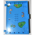 LEGO Dark Azure Book Half with Hinges with fish, lily pad, and island Sticker (65196)
