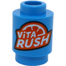 LEGO Donker Azuurblauw Steen 1 x 1 Ronde met 'VITA RUSH' met Open Stud (3062)
