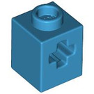 LEGO Dark Azure Backstein 1 x 1 mit Achse Loch (73230)