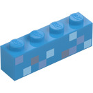 LEGO Dark Azure Brick 1 x 4 with Blue Squares / Pixels (3010 / 102724)