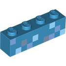 LEGO Dark Azure Backstein 1 x 4 mit Blau Squares / Pixels (3010 / 102724)