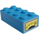 LEGO Dark Azure Backstein 2 x 4 mit Gauge Aufkleber (3001)