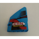 LEGO Dark Azure Curved Panel 13 Left with "KRN Power Tools" sticker (64394)