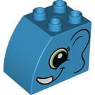 LEGO Azur foncé Duplo Brique 2 x 3 x 2 avec Incurvé Côté avec Elephant Diriger (11344 / 36733)