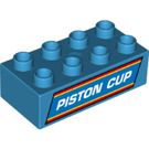 LEGO Dark Azure Duplo Brick 2 x 4 with Piston Cup (3011 / 33328)