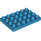 LEGO Dark Azure Duplo Plate 4 x 6 (25549)