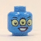 LEGO Dark Azure Head with 3 Bright Yellow Eyes (Recessed Solid Stud) (3626)
