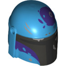 LEGO Dark Azure Helm mit Sides Löcher mit Mandalorian Warrior Purple Splotches (66548 / 87610)