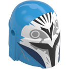 LEGO Dark Azure Helmet with Sides Holes with White and Gray Mandalorian Pattern (3807 / 104549)