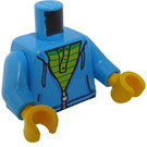 LEGO Celeste oscuro Sudadera con Verde brillante Striped Camisa Torso (973 / 76382)