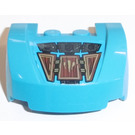 LEGO Dark Azure Mudgard Bonnet 3 x 4 x 1.3 Curved with Metal and Wooden Armor Sticker (98835)