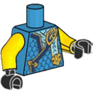 LEGO Donker azuurblauw Nya - Dragons Rising met Haar met Schouderpantser en Gezicht Masker Minifiguur Torso (973)