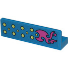 LEGO Dark Azure Panel 1 x 4 with Rounded Corners with yellow dots and pink pattern (left) Sticker (15207)