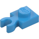 LEGO Mørk Azure Plade 1 x 1 med Lodret Clip (Tykt åben 'O' klip) (44860 / 60897)