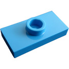 LEGO Dark Azure Plate 1 x 2 with 1 Stud (with Groove and Bottom Stud Holder) (15573 / 78823)