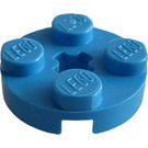 LEGO Dark Azure Plate 2 x 2 Round with Axle Hole (with '+' Axle Hole) (4032)