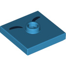 LEGO Dark Azure Plate 2 x 2 with Groove and 1 Center Stud with Black eyebrows (23893 / 69887)