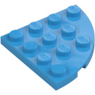 LEGO Mørk Azure Plade 4 x 4 Rund Hjørne (30565)