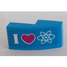 LEGO Donker Azuurblauw Helling 1 x 2 Gebogen met I Love Science Sticker (11477)