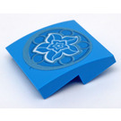 LEGO Dark Azure Slope 2 x 2 Curved with Blue Flower in a Circle Sticker (15068)
