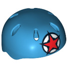 LEGO Dark Azure Sport Helm mit Vent Löcher mit rot Star (12631 / 46303)