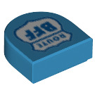 LEGO Mørk asurblå Tile 1 x 1 Halv Oval med Route BFF Symbol (24246 / 69455)