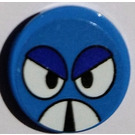 LEGO Dark Azure Tile 2 x 2 Round with Eyes and Mandibles with Angry Eyelids Sticker with Bottom Stud Holder (14769)