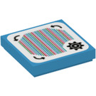 LEGO Dark Azure Fliese 2 x 2 mit Ausrüstung und Gebogen Arrows Scanner Code mit Nut (3068 / 77552)